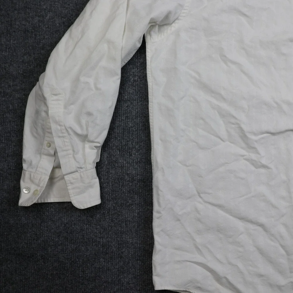 Banana Republic Shirt Mens Large White Textured Cotton Button Front Dress Pocket